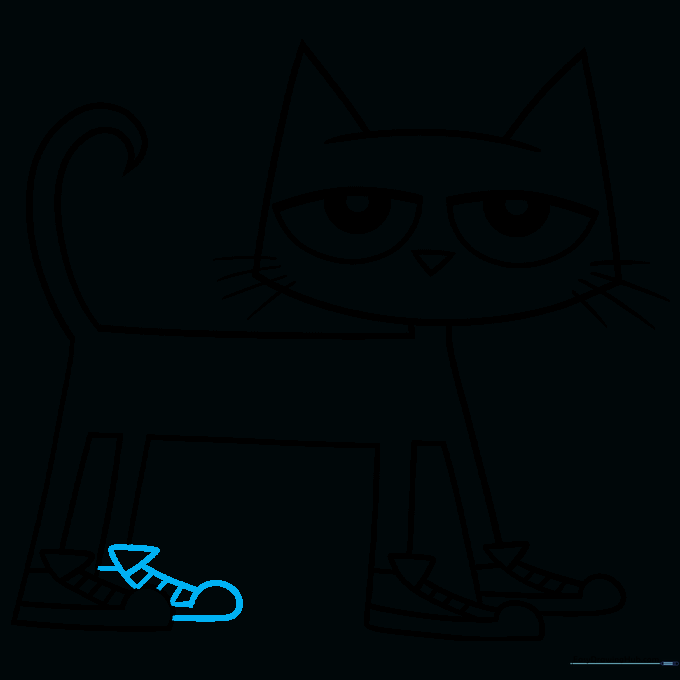The completed line art of Pete the Cat.