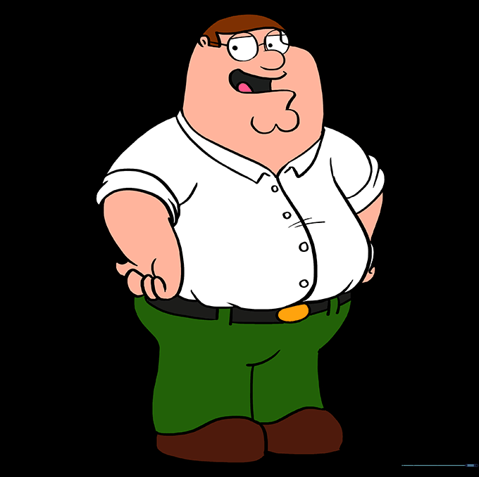 Final colored illustration of Peter Griffin wearing his signature white shirt and green pants.