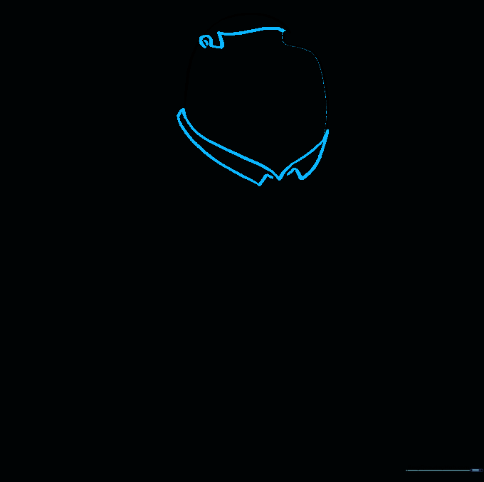 Drawing showing the addition of Peter Griffin's ear, neck, and shirt collar details.
