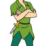 Full-body illustration of Peter Pan, ready for coloring.