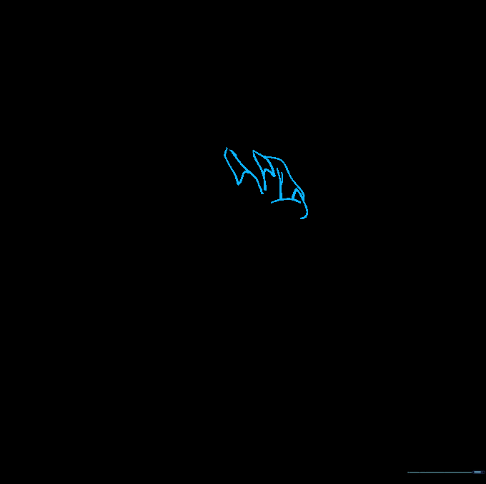 Sketch of Peter Pan's collar and upper arms showing the start of his tunic.