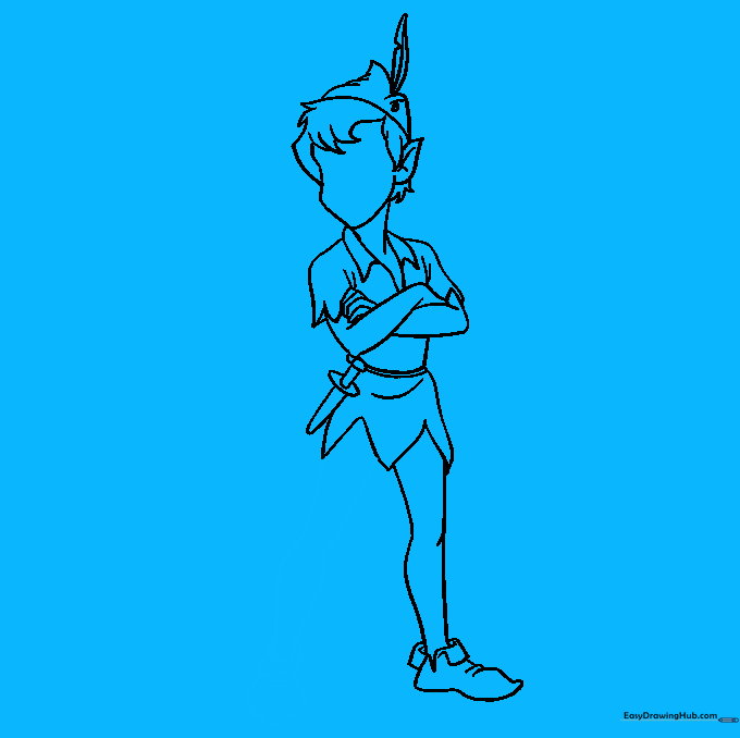 Sketch showing both legs and shoes completed for the Peter Pan character.