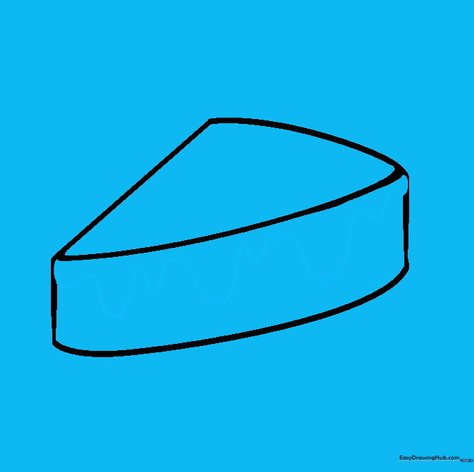 Drawing a wavy line across the top of the pie slice to represent dripping icing.