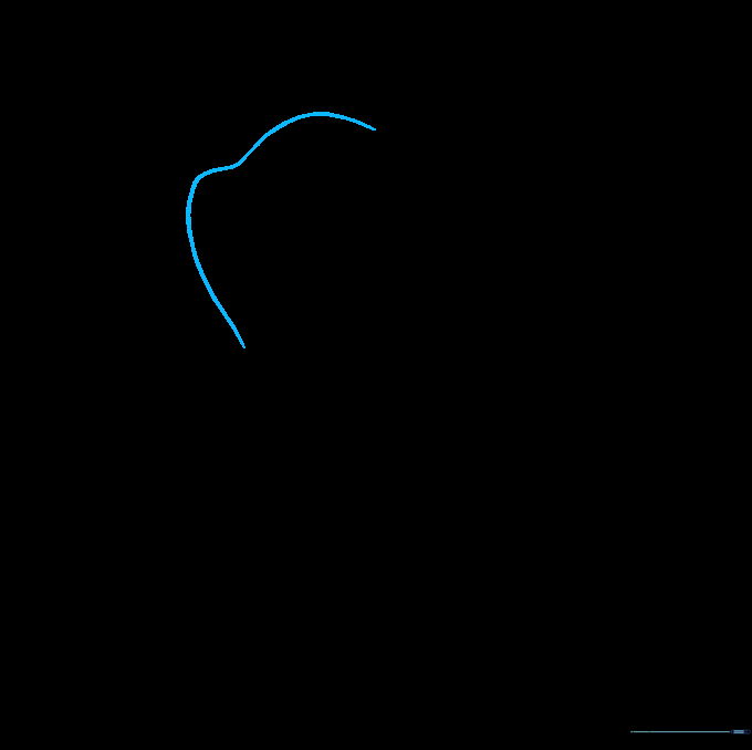 A simple curved line representing the profile of Piglet's face drawn on white paper.