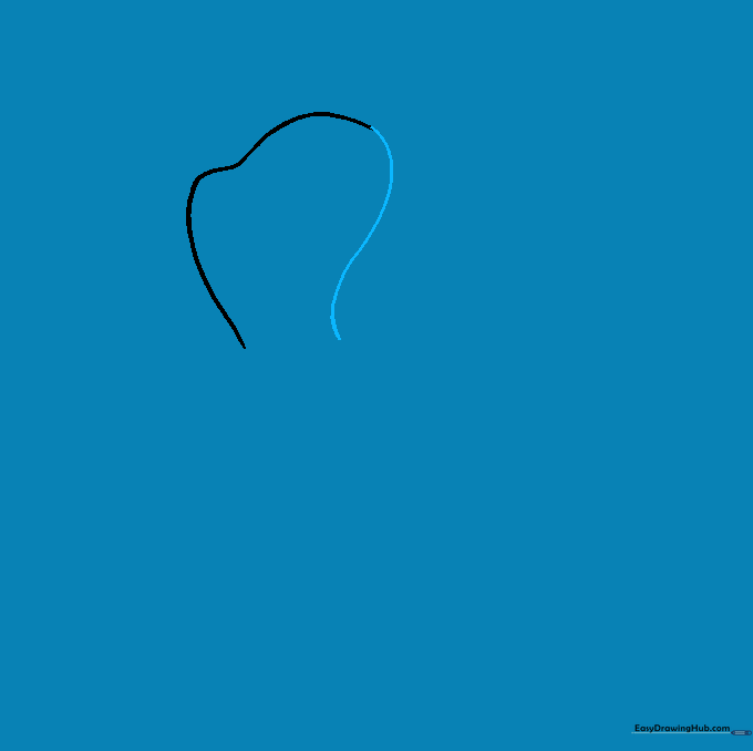 The outline of Piglet's head shape completed with a smooth, continuous curved line.