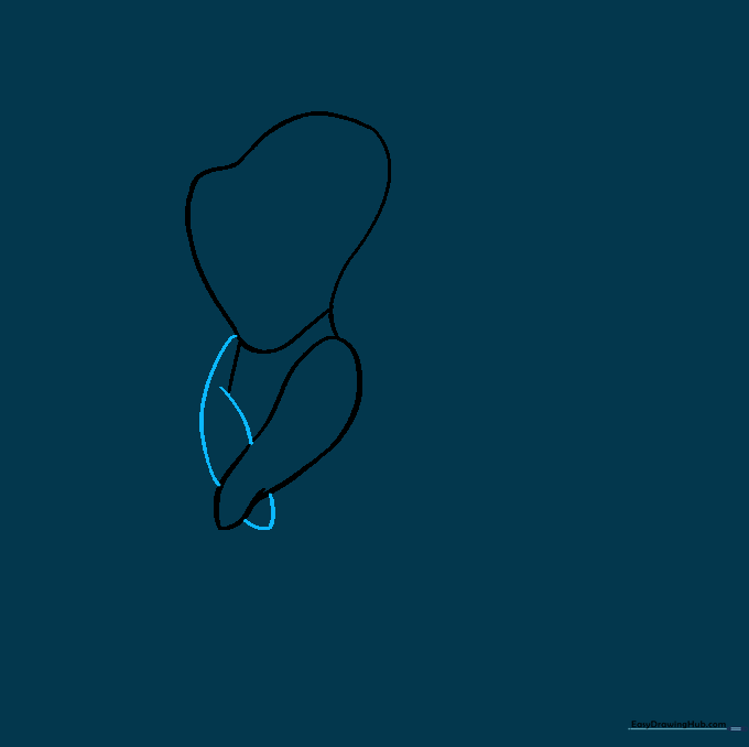 The second arm added to the drawing, positioned behind the first arm.