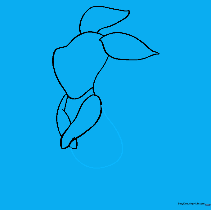 The refined body outline of Piglet with unnecessary internal lines erased.