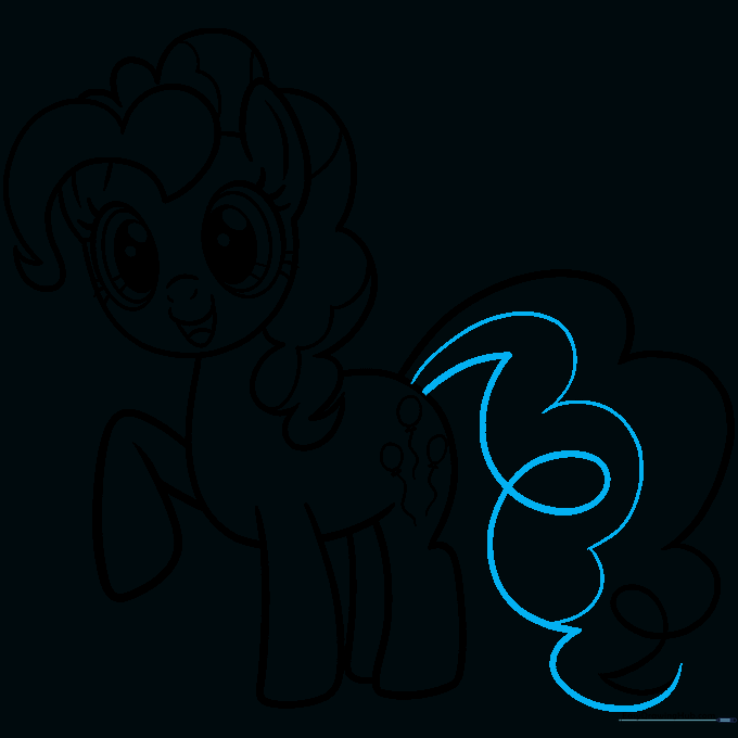 Completing the tail with additional curved lines for texture.