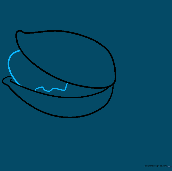 Pistachio nut enclosed in a shell with a wavy line indicating texture.
