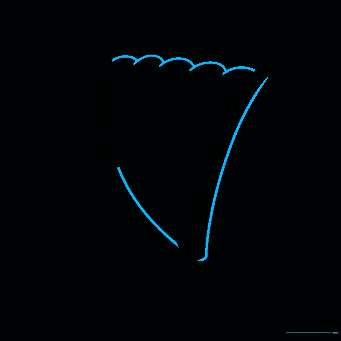 Pizza slice outline with a defined crust edge added to the top and side.