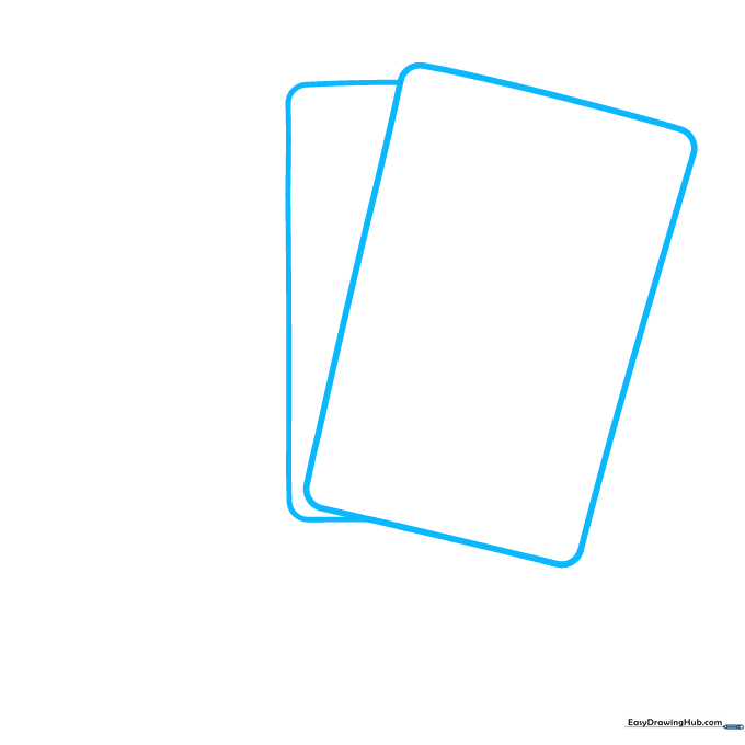 A single tilted rectangle with rounded corners drawn in light pencil, representing the front playing card.
