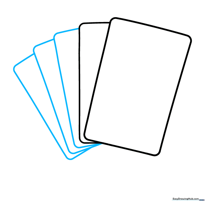 Four overlapping rectangles arranged in an arch shape to mimic a fanned-out deck of cards.