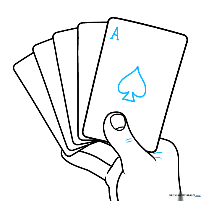 The front card now features an 'A' and a spade symbol, showing the start of card details.