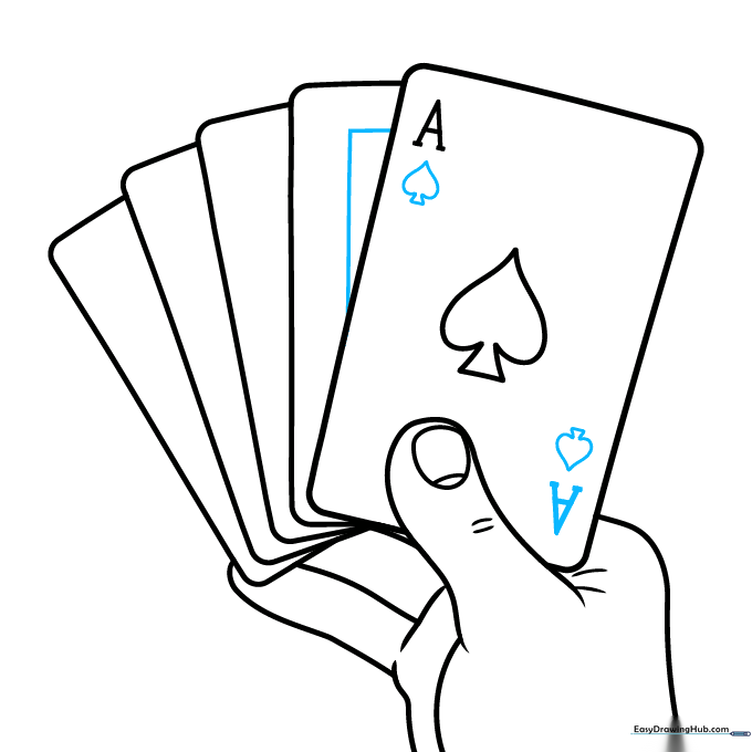 The first card is completed with an inverted 'A' and spade symbol in the bottom corner.