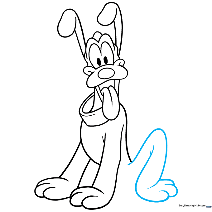 Sketching the bent rear leg to show movement.