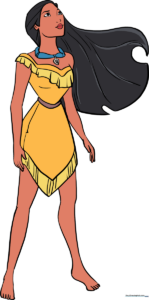 A vibrant, finished drawing of Pocahontas, showcasing her iconic look and flowing hair.