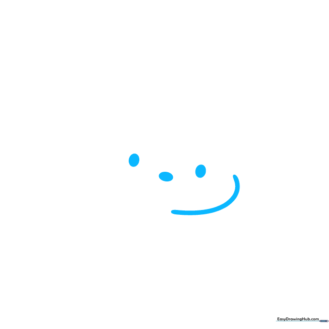 Pochacco's face outline showing one cheek, two small oval eyes, and a tiny nose on a white background.