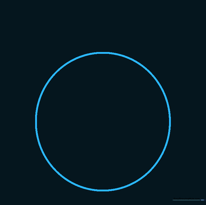 A light pencil sketch of a large circle representing the outer casing of a pocket watch.