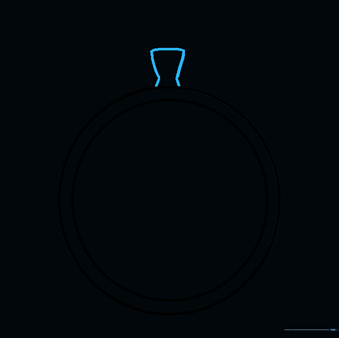 An hourglass-shaped crown drawn at the top of the watch circle.