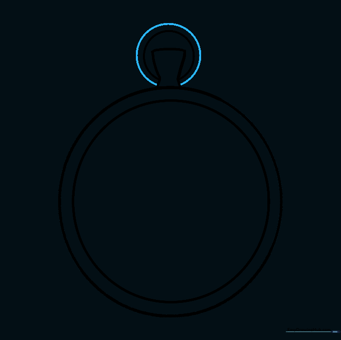 A secondary, larger circle drawn around the first loop to create a thick metal ring effect.
