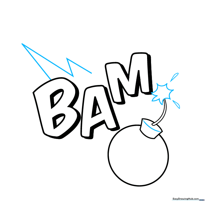 Jagged, triangular explosion shapes surrounding the fuse of the bomb.