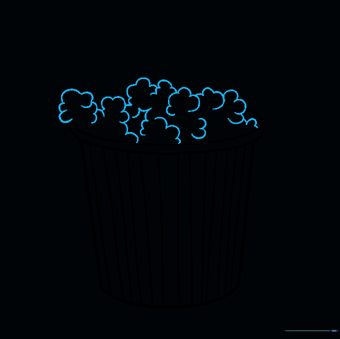 Adding more popcorn kernels to the pile using overlapping U-shaped lines.