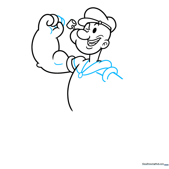 Adding the hand details and the sailor suit collar to the drawing.