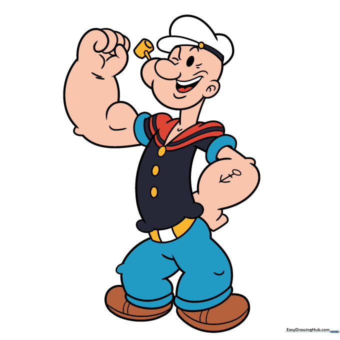 Final colored illustration of Popeye the Sailor Man.