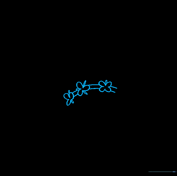 Drawing the floral headband with petals and connecting lines.