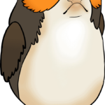 A high-quality, finished illustration of a cute Porg from Star Wars, ready to be drawn.
