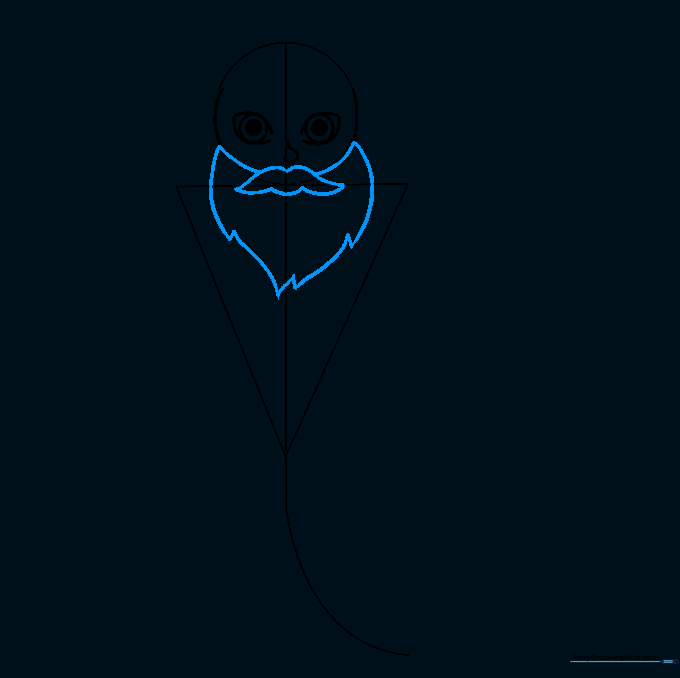 Poseidon's face now featuring a mustache and a long, pointed beard.