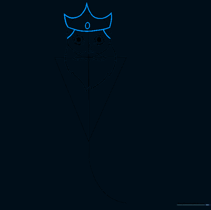 A crown with a central jewel and wavy hair added to the top of the head.