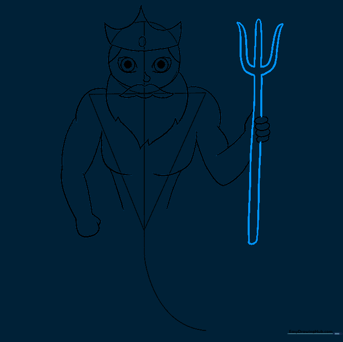 A trident staff held in Poseidon's hand with a pointed top.