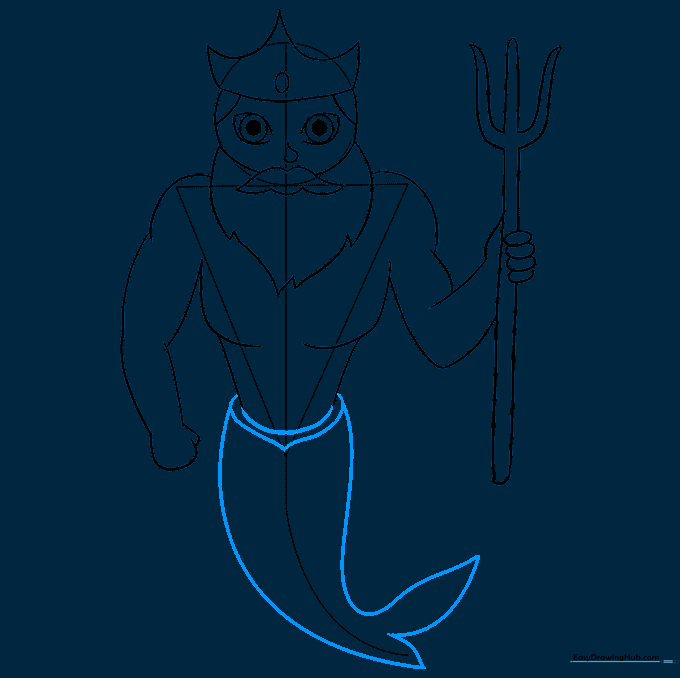 A long, fish-like tail with fins added to the bottom of the torso.