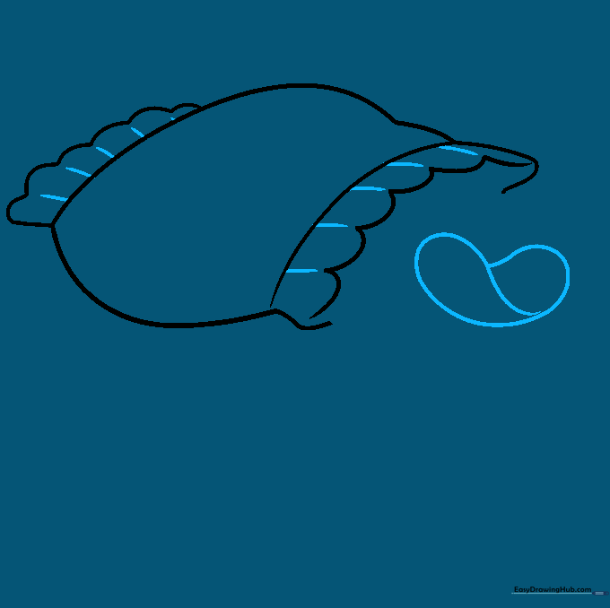 Drawing the first potato chip with a rounded, overlapping shape.