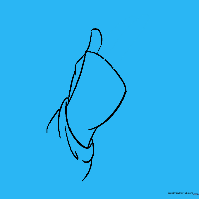 Outlining the first three fingers with curved lines