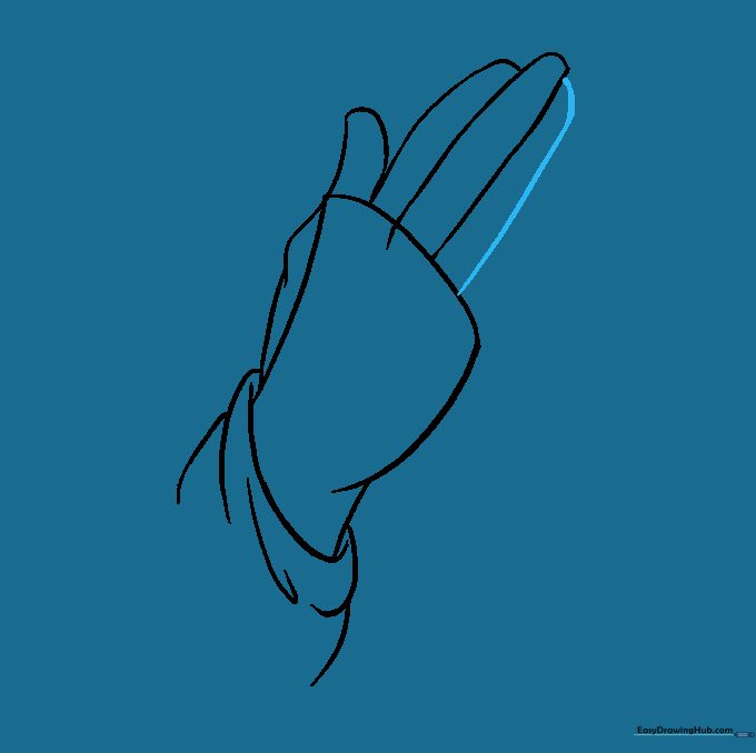 Adding the third finger to the hand sketch