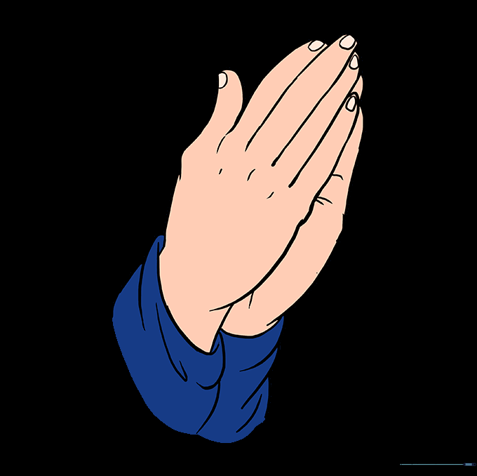 Final colored drawing of praying hands