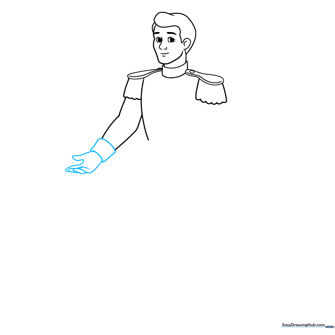 Detailed sketch of the Prince's hand and cuff.
