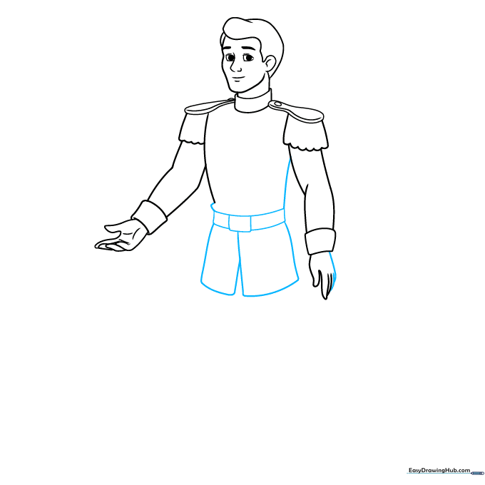 Adding the belt, buckle, and tunic details to the Prince Charming character.