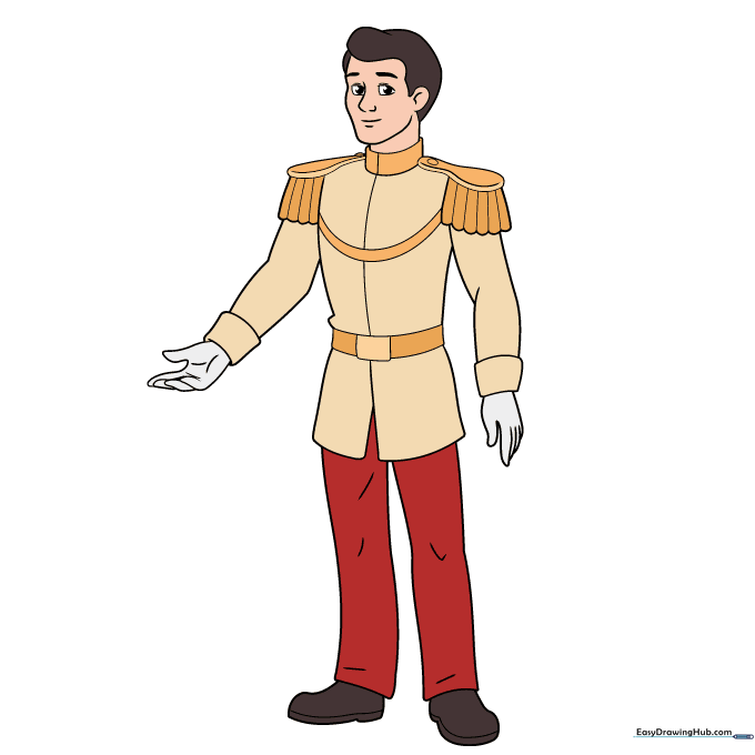 The finished, colored drawing of Prince Charming.