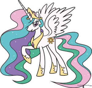 Finished, colorful drawing of Princess Celestia from My Little Pony.
