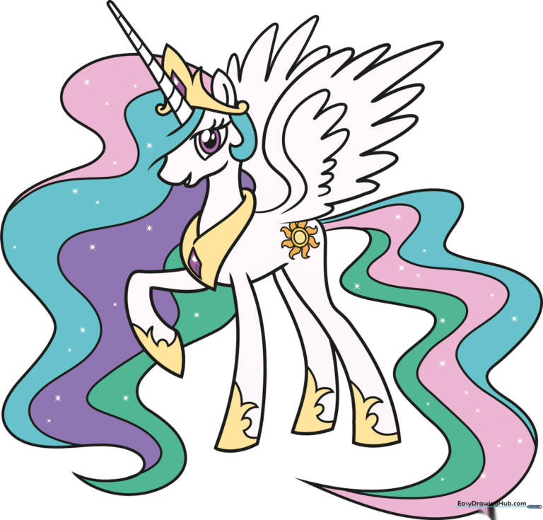 Finished, colorful drawing of Princess Celestia from My Little Pony.