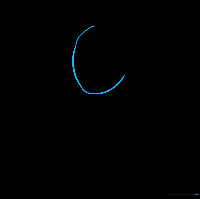 A light pencil sketch of a U-shaped curved line representing the chin and jawline of Princess Leia.
