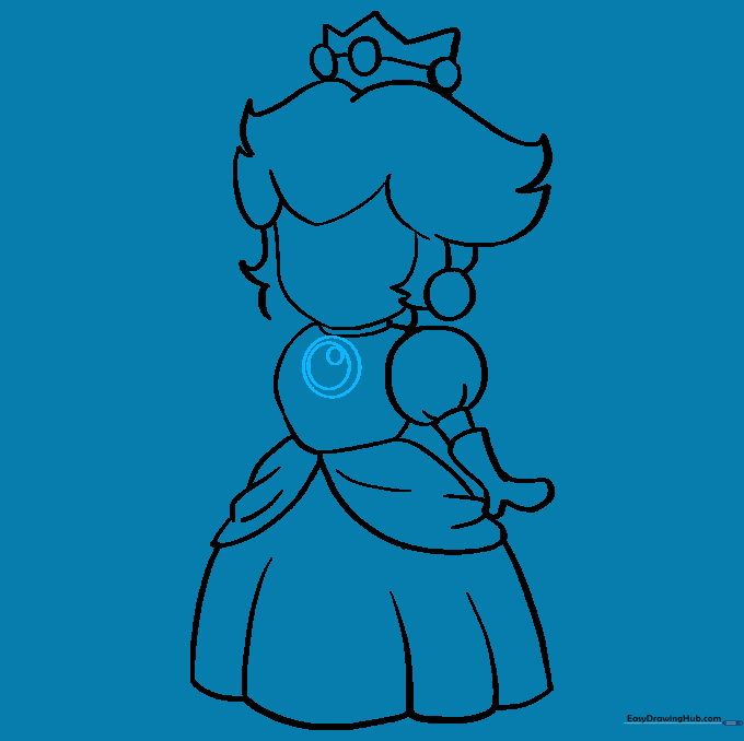Close-up of the three nested circles forming Princess Peach's necklace.