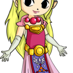 Finished, colored drawing of Princess Zelda, ready for display.