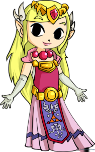 Finished, colored drawing of Princess Zelda, ready for display.