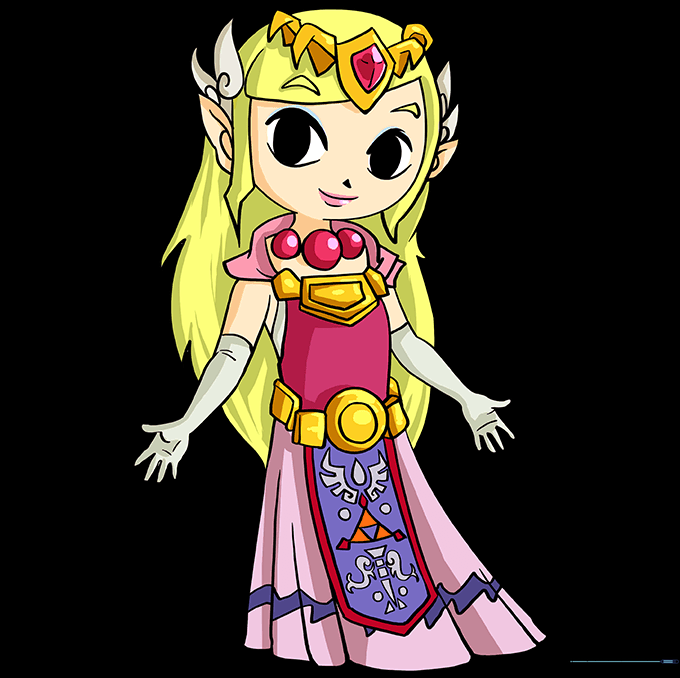 Fully colored illustration of Princess Zelda.