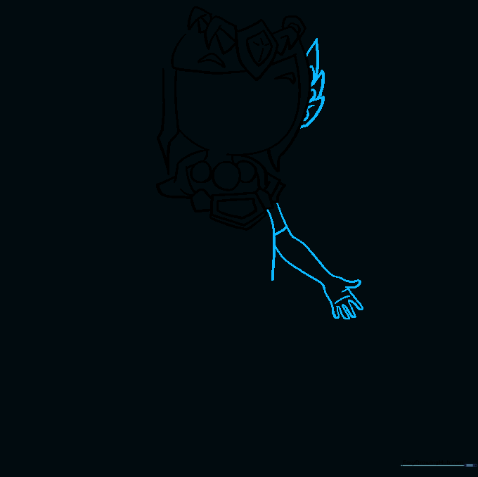 Sketching Zelda's pointed ear, ornaments, and the outline of her arm.