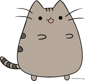 A finished, colorful illustration of Pusheen the cat, ready to be drawn.